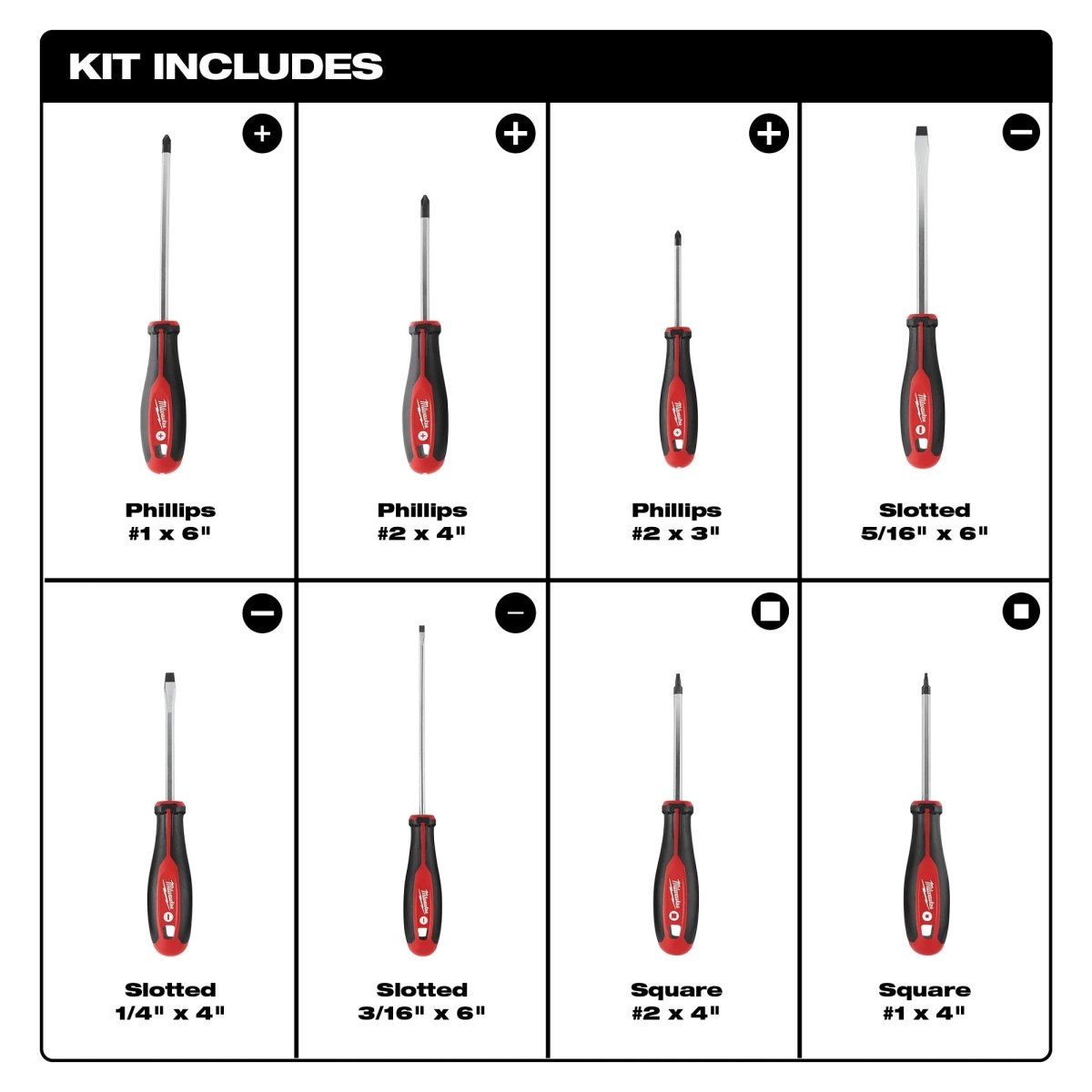 8pc Screwdriver Kit w/ Square - AAA Industrial Supply
