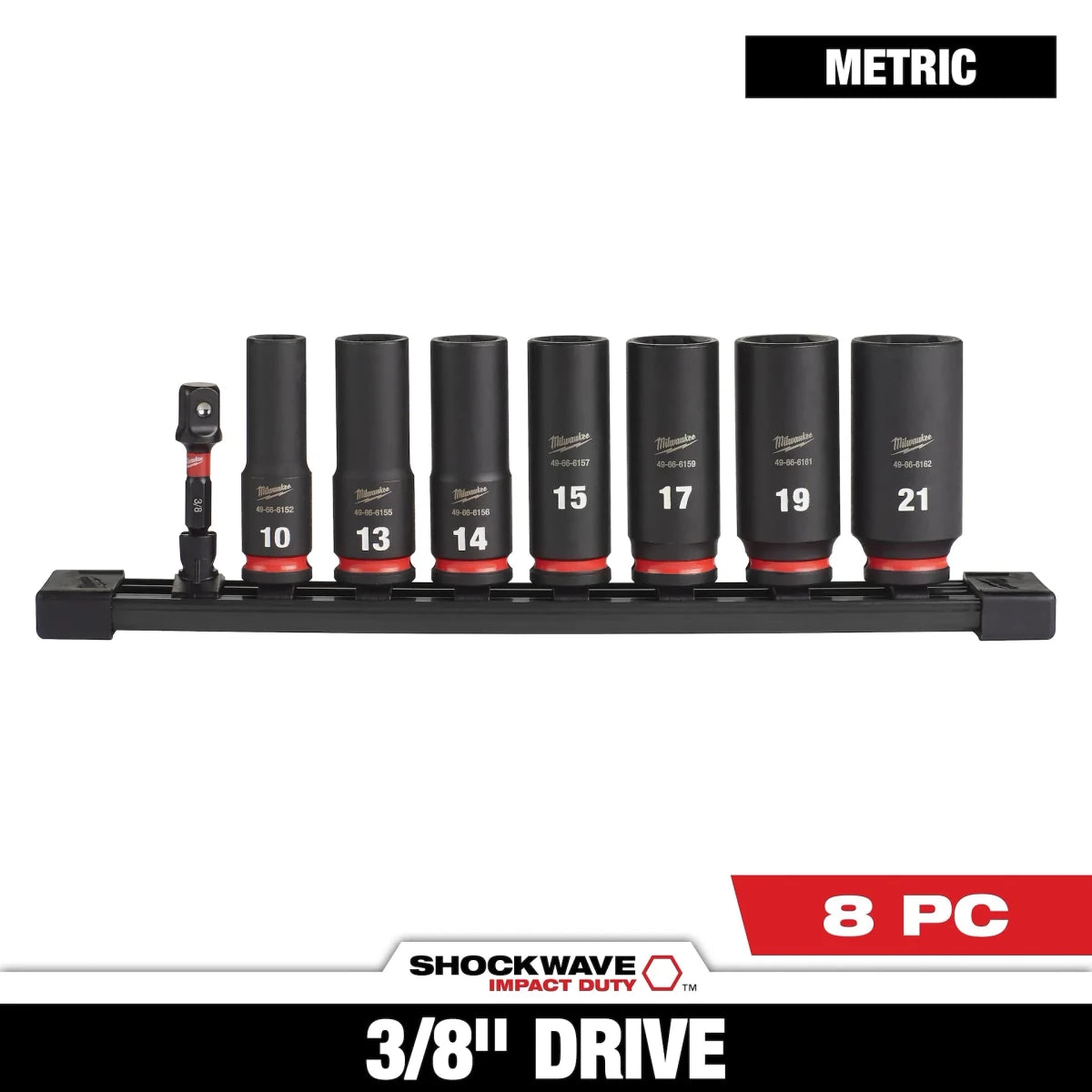8PC SHOCKWAVE™ Impact Duty 3/8" Drive Metric Deep 6 Point Socket Set - AAA Industrial Supply