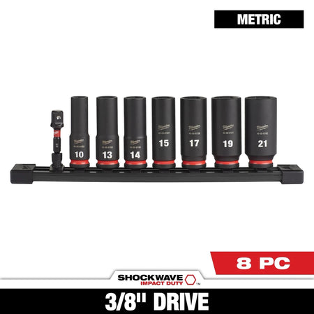 8PC SHOCKWAVE™ Impact Duty 3/8" Drive Metric Deep 6 Point Socket Set - AAA Industrial Supply
