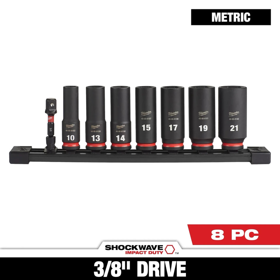 8PC SHOCKWAVE™ Impact Duty 3/8" Drive Metric Deep 6 Point Socket Set - AAA Industrial Supply