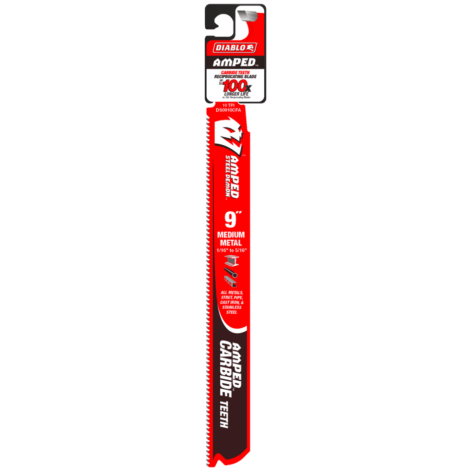 9" 10TPI AMPED™ Steel Demon™ Carbide Teeth Reciprocating Saw Blade for Medium Metal - AAA Industrial Supply