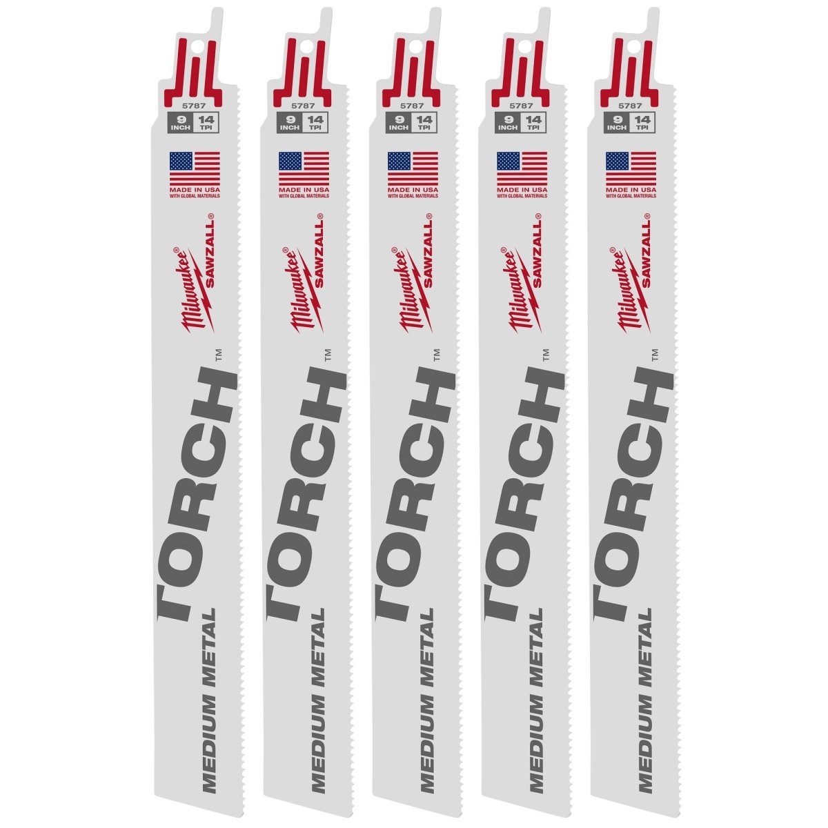 9" 14 TPI TORCH™ SAWZALL® Blade for Medium Metal (5 PK) - AAA Industrial Supply