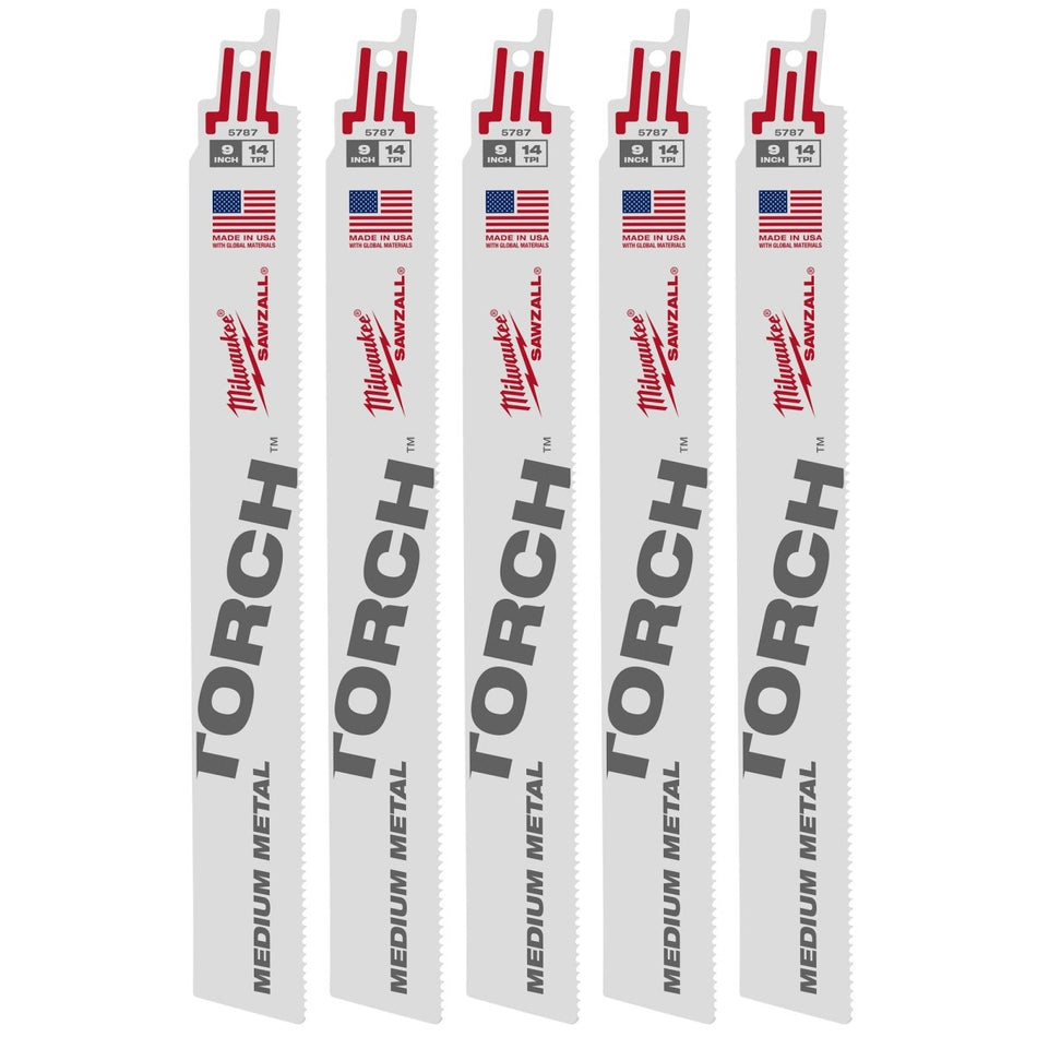 9" 14 TPI TORCH™ SAWZALL® Blade for Medium Metal (5 PK) - AAA Industrial Supply