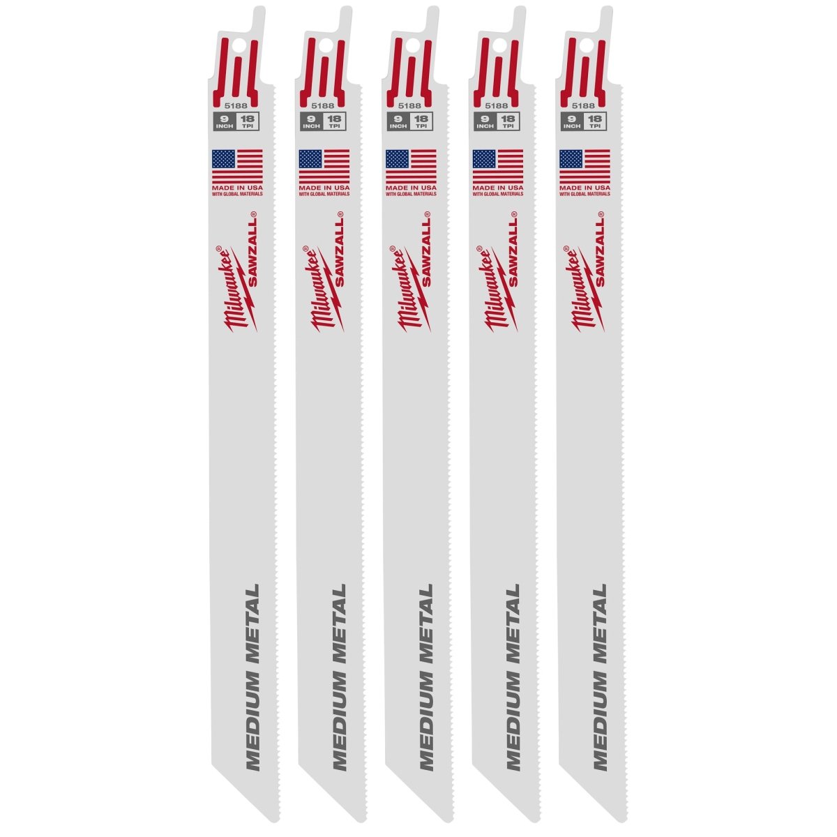 9" 18 TPI SAWZALL® Blade for Medium Metal (5 PK) - AAA Industrial Supply
