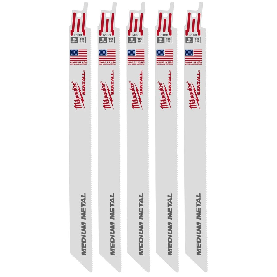 9" 18 TPI SAWZALL® Blade for Medium Metal (5 PK) - AAA Industrial Supply