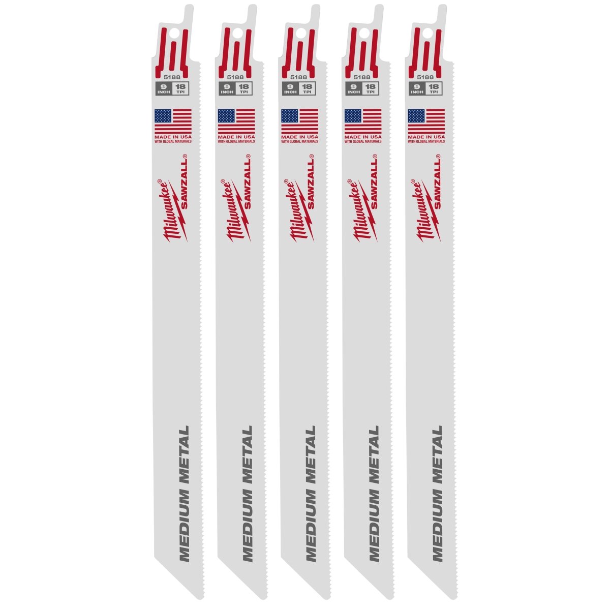 9" 18 TPI SAWZALL® Blade for Medium Metal (5 PK) - AAA Industrial Supply