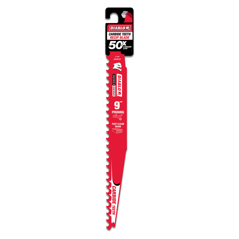 9" 3TPI Demo Demon™ Carbide Teeth Reciprocating Saw Blade for Pruning and Clean Wood - AAA Industrial Supply