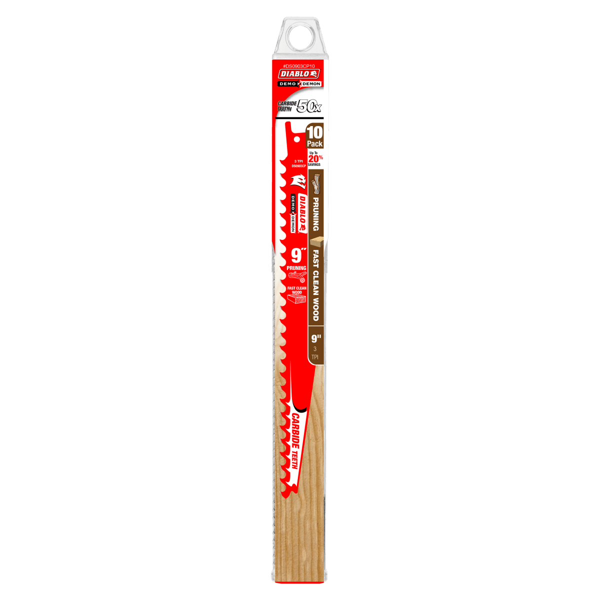 9" 3TPI Demo Demon™ Carbide Tipped Reciprocating Saw Blades for Pruning and Clean Wood (10 - pk) - AAA Industrial Supply