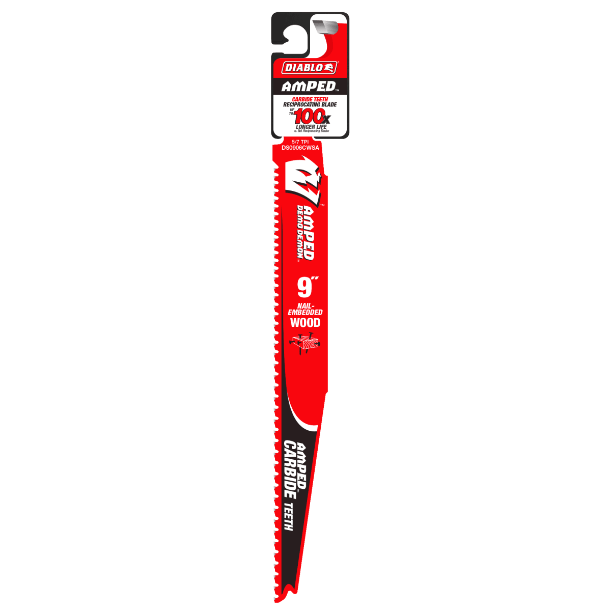 9" 5/7 TPI AMPED™ Demo Demon™ Carbide Teeth Reciprocating Saw Blade for Nail - Embedded Wood - AAA Industrial Supply