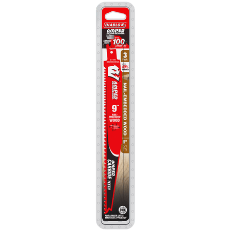 9" 5/7 TPI AMPED™ Demo Demon™ Carbide Teeth Reciprocating Saw Blade for Nail - Embedded Wood - AAA Industrial Supply