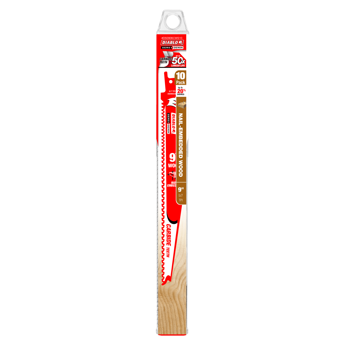 9" 5/7 TPI Demo Demon™ Carbide Teeth Reciprocating Saw Blades for Nail - Embedded Wood (10 - pk) - AAA Industrial Supply