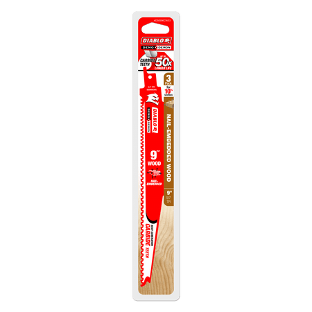 9" 5/7 TPI Demo Demon™ Carbide Teeth Reciprocating Saw Blades for Nail - Embedded Wood (3 Pk) - AAA Industrial Supply