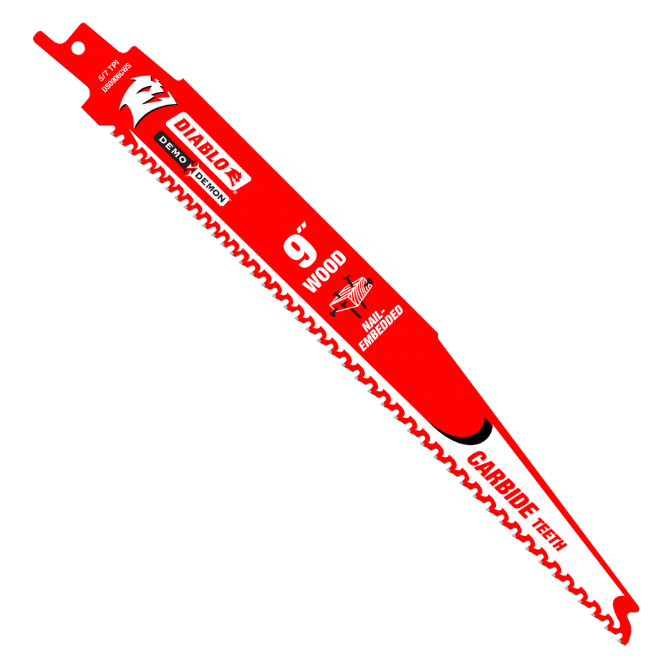 9" 5/7 TPI Demo Demon™ Carbide Teeth Reciprocating Saw Blades for Nail - Embedded Wood (3 Pk) - AAA Industrial Supply