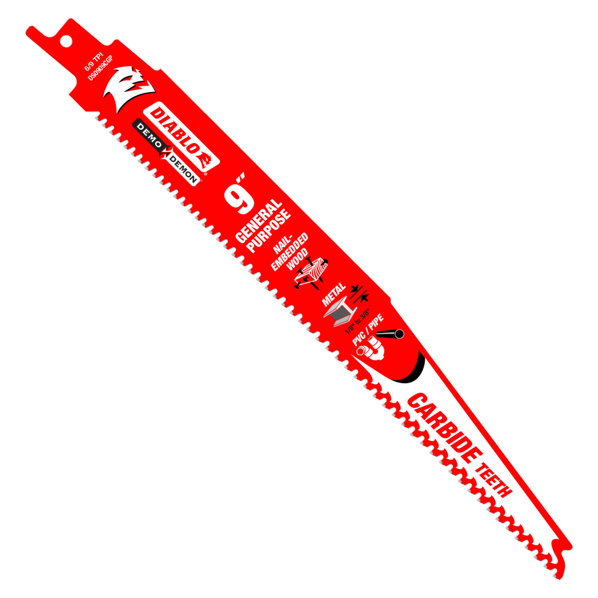 9" 6/9TPI Demo Demon™ Carbide Tipped Reciprocating Saw Blade for General Purpose Cuts (10 - pk) - AAA Industrial Supply