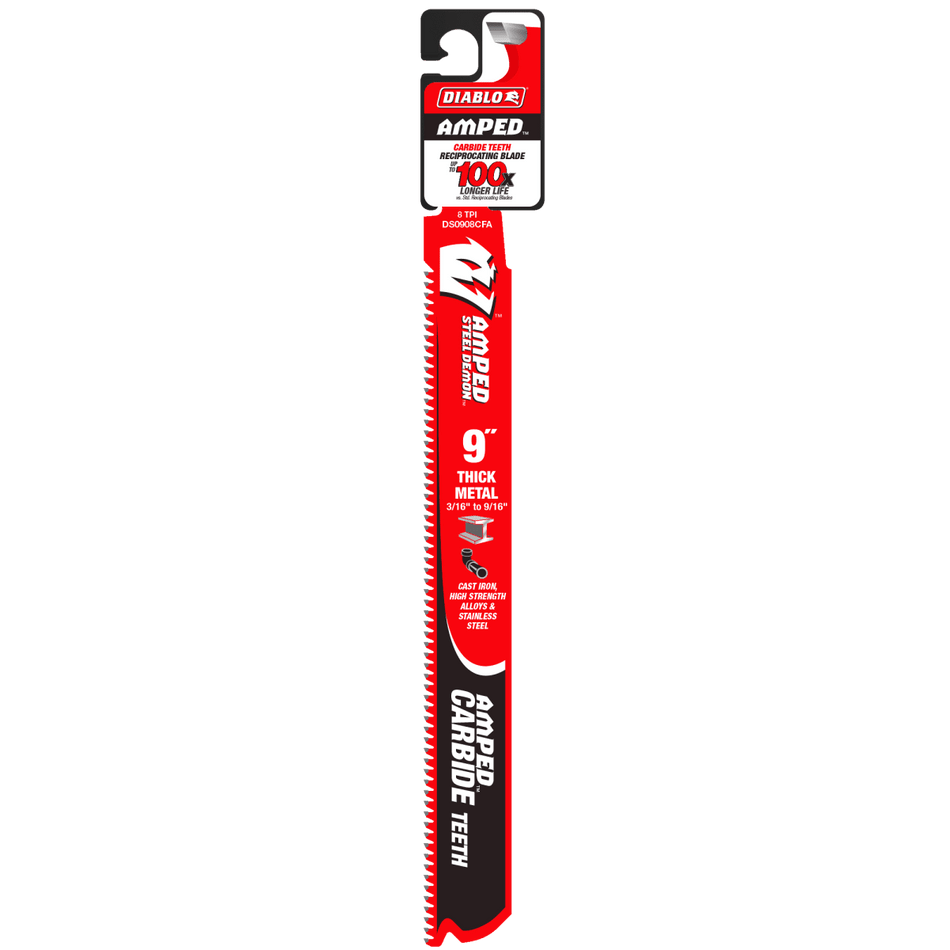 9" 8TPI AMPED™ Steel Demon™ Carbide Teeth Reciprocating Saw Blade for Thick Metal - AAA Industrial Supply