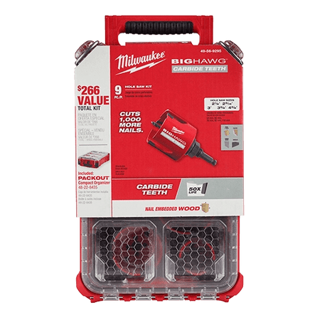 9 PC BIG HAWG™ with Carbide Teeth Hole Saw Kit w/ PACKOUT™ Compact Organizer - AAA Industrial Supply