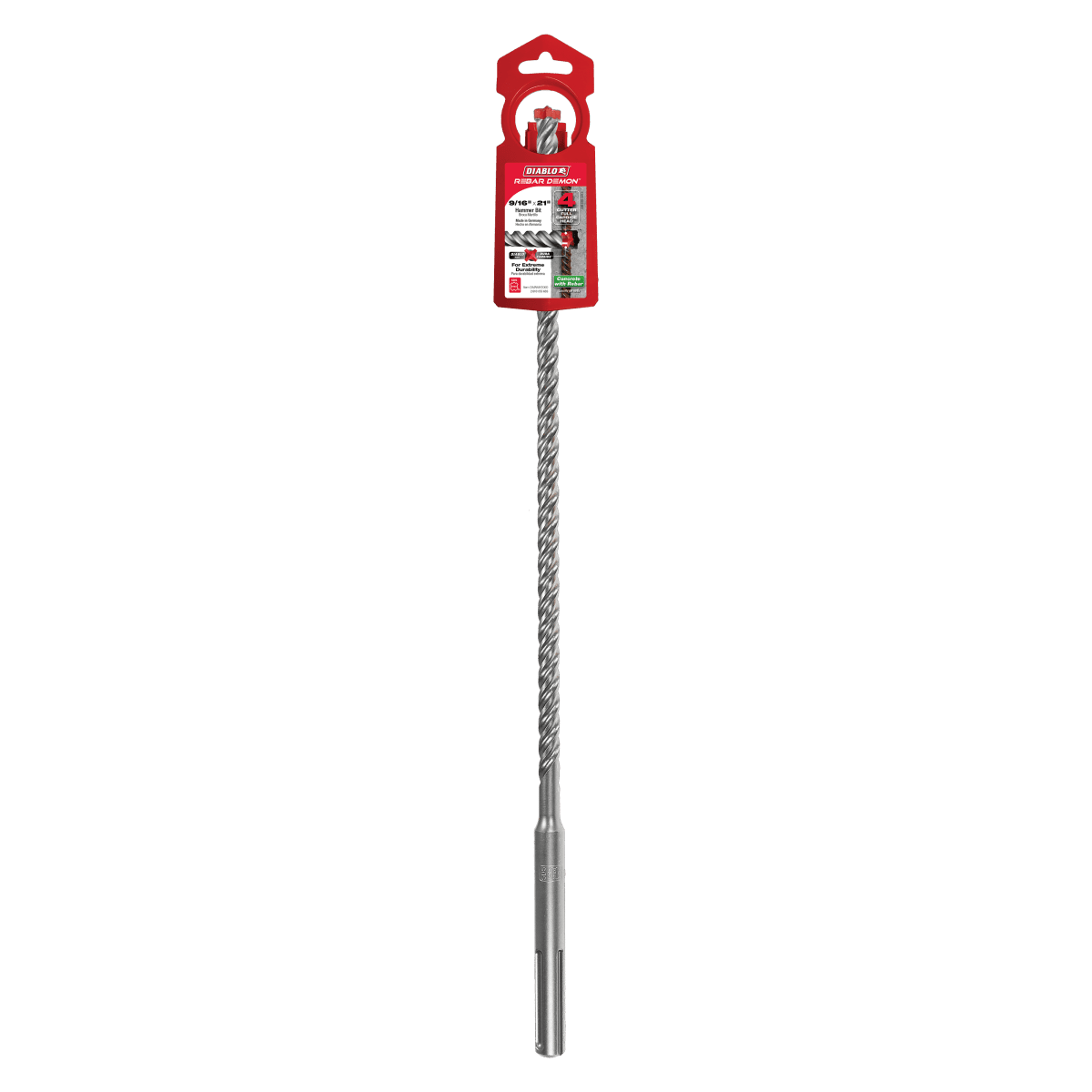 9/16" x 16" x 21" Rebar Demon™ SDS - Max 4 - Cutter Full Carbide Head Hammer Drill Bit - AAA Industrial Supply