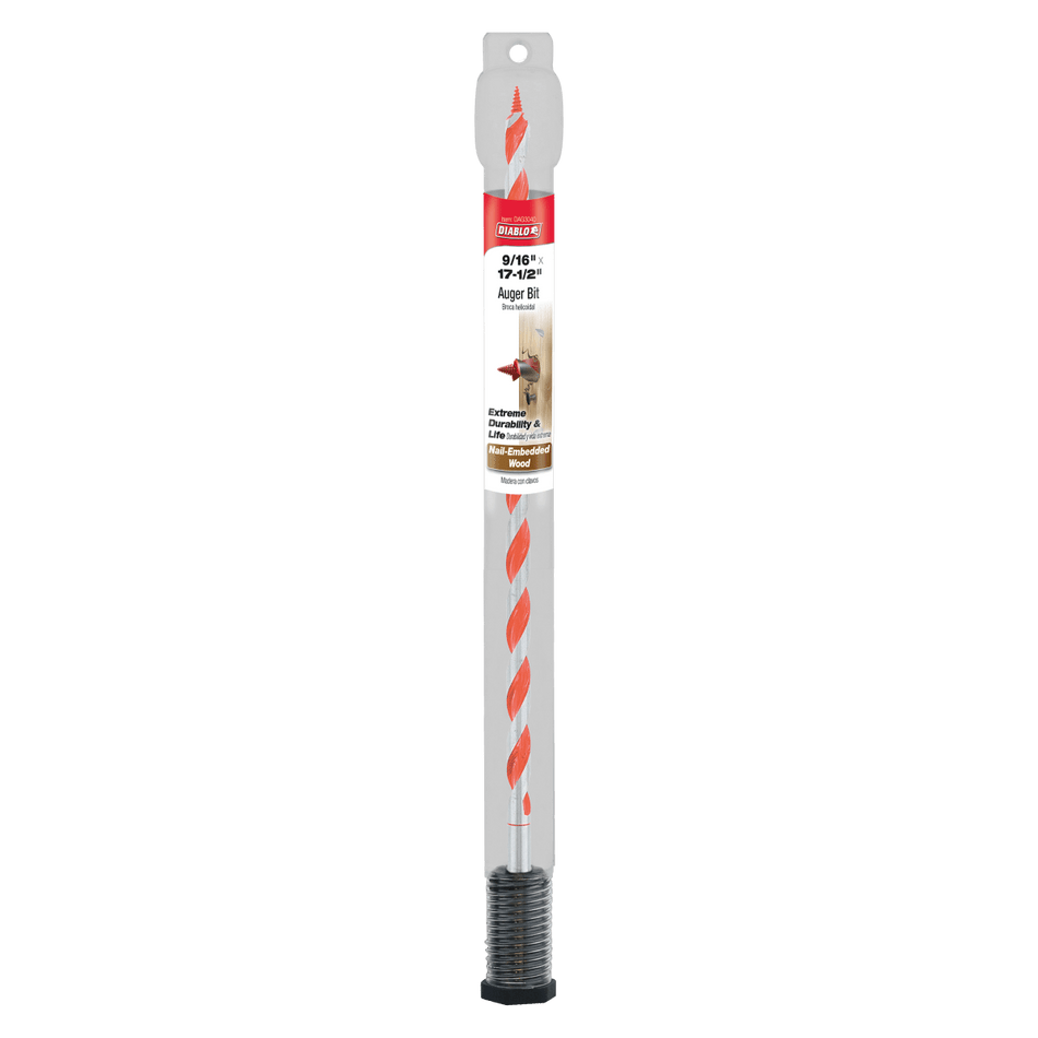 9/16" x 17 - 1/2" Auger Bit for Wood & Nail - Embedded Wood - AAA Industrial Supply