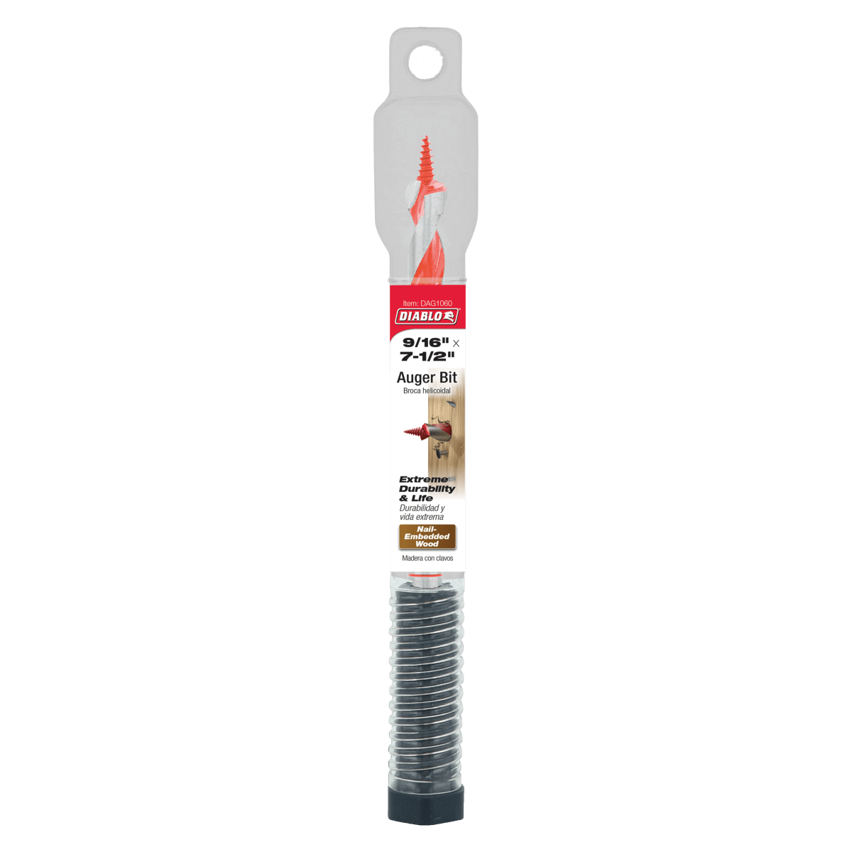 9/16" x 7 - 1/2" Auger Bit for Wood & Nail - Embedded Wood - AAA Industrial Supply