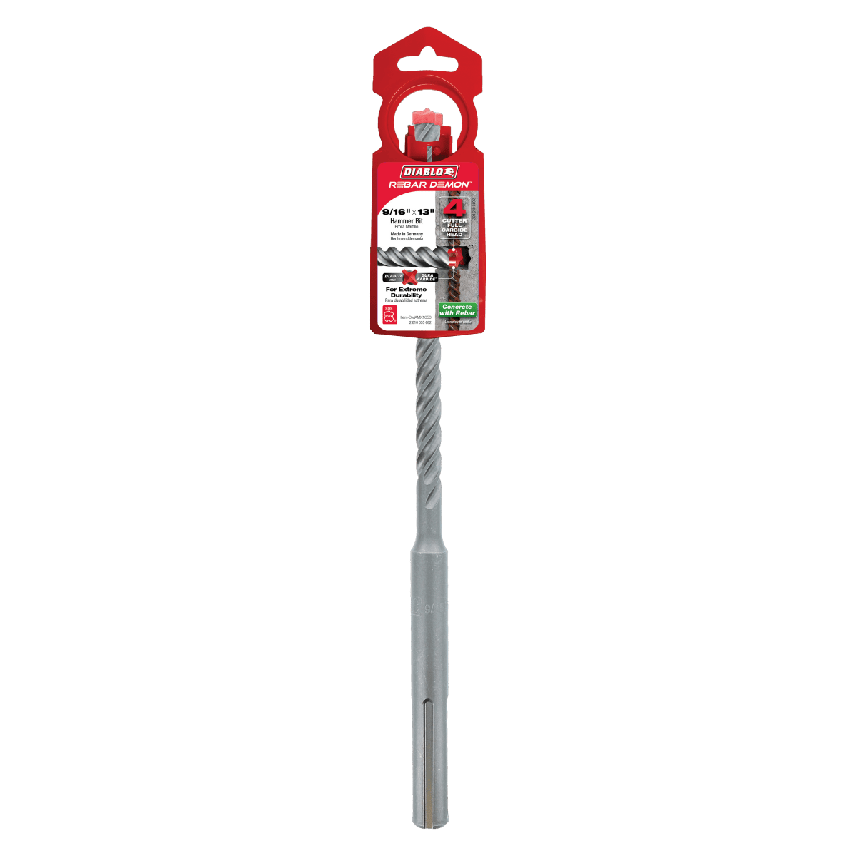 9/16" x 8" x 13" Rebar Demon™ SDS - Max 4 - Cutter Full Carbide Head Hammer Drill Bit - AAA Industrial Supply