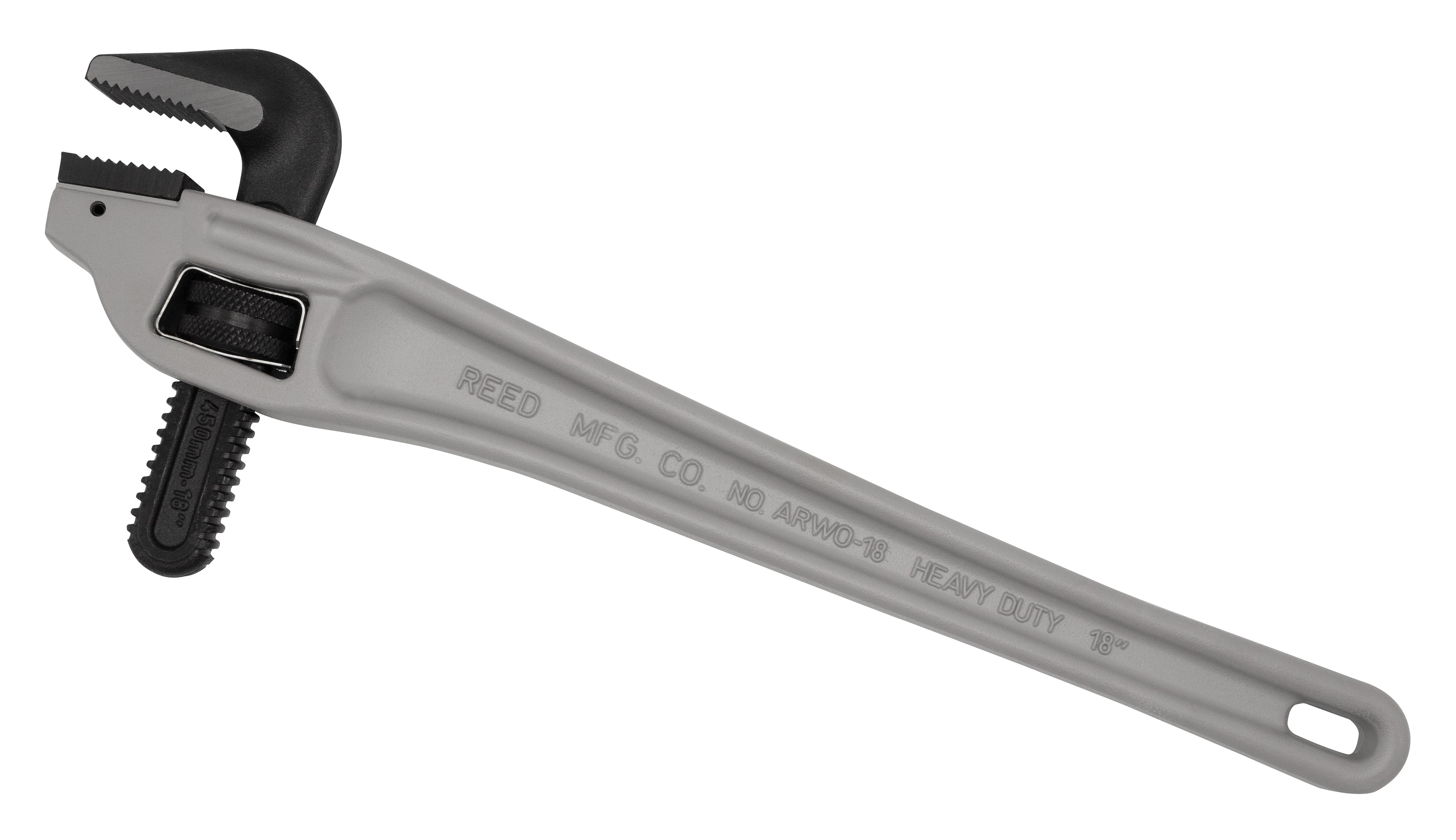 Pipe Wrench, 18 in OAL, 2-1/2 in Jaw, Aluminum/Titanium Jaw
