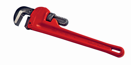 Heavy-Duty Straight Pipe Wrench, 14 in OAL, 1/4 to 2 in Jaw, Hook Jaw
