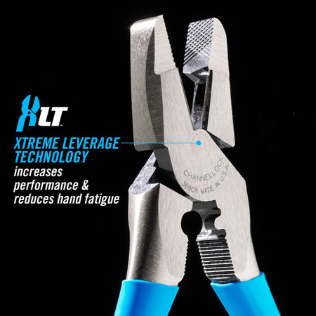 9.5" Channellock XLT Round Nose Linemen Pliers w/ Crimper - AAA Industrial Supply