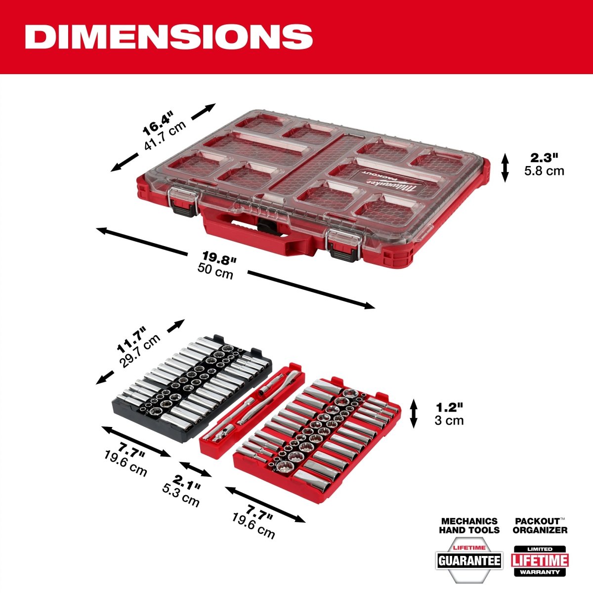 98pc 3/8" Drive 6 - Pt and 12 - Pt Metric & SAE Ratchet & Socket Set with PACKOUT™ Low - Profile Organizer - AAA Industrial Supply