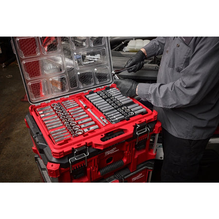 98pc 3/8" Drive 6 - Pt and 12 - Pt Metric & SAE Ratchet & Socket Set with PACKOUT™ Low - Profile Organizer - AAA Industrial Supply