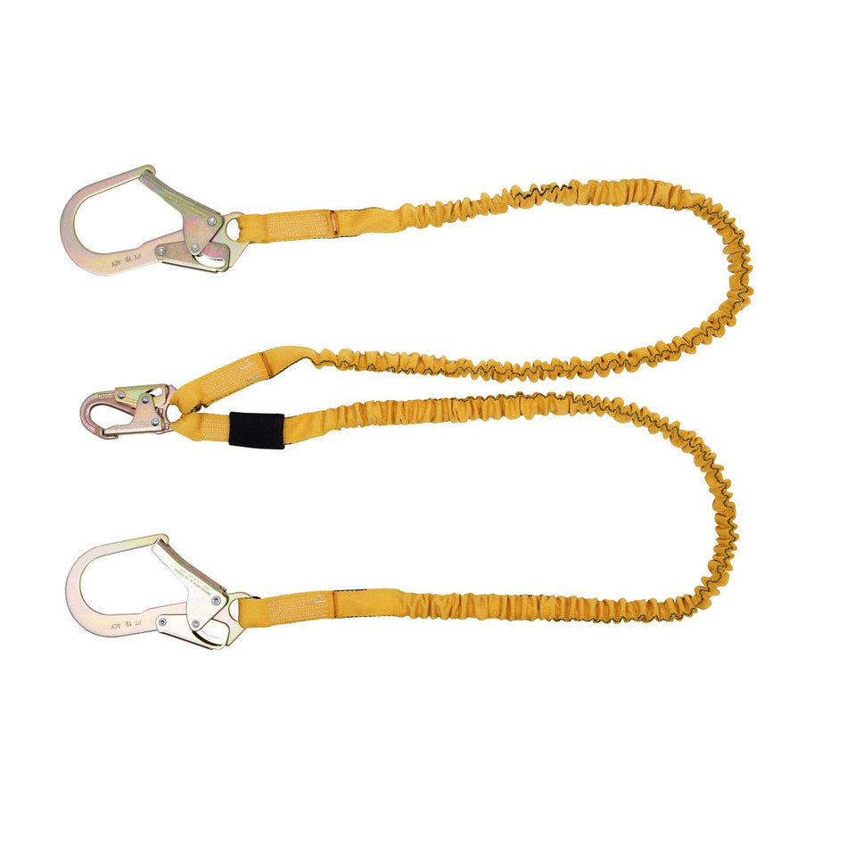 C451200 6ft SoftCoil Twinleg Lanyard (Energy Absorbing inner Core, Snap Hook, Rebar Hook)