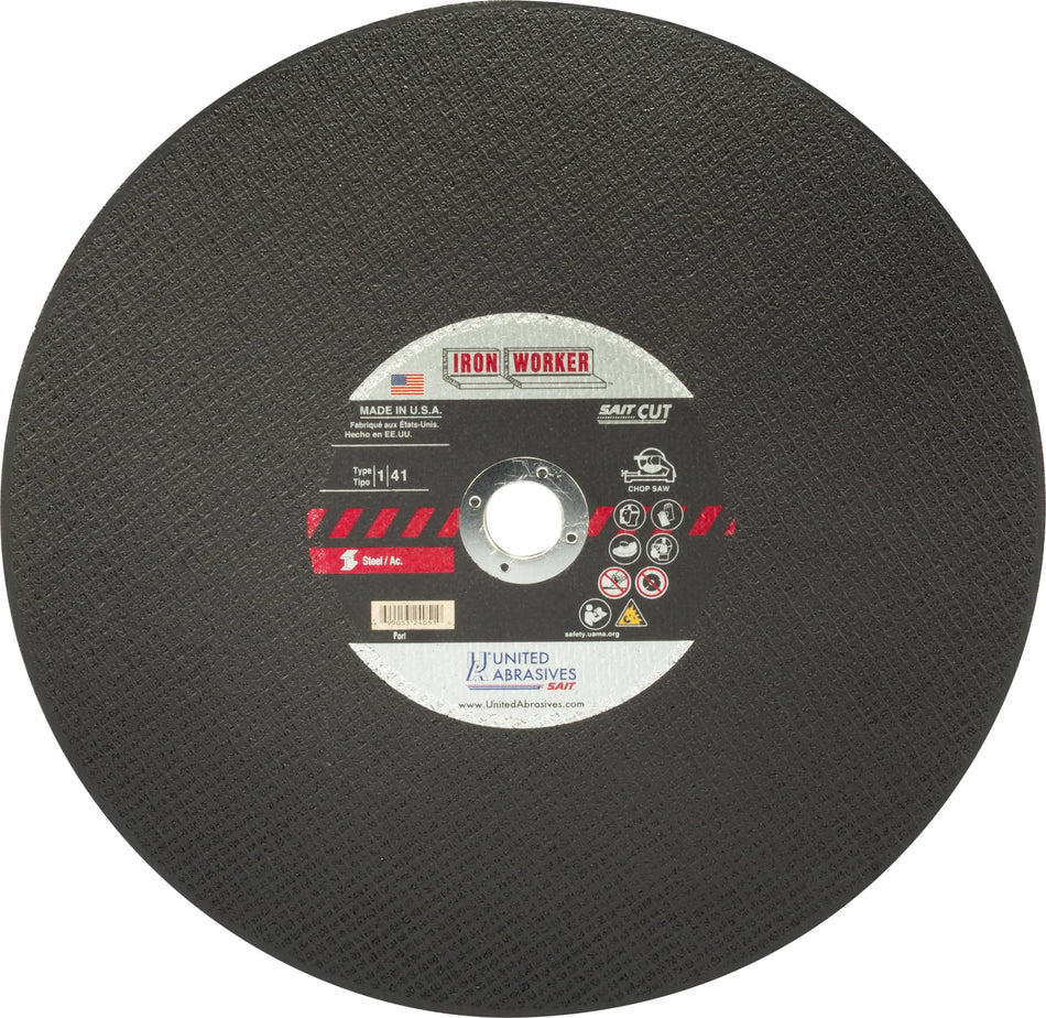 United Abrasives-SAIT 24051 Iron Worker™ General Purpose Chop Saw Wheels 14" x 3/32" x 1", 10 Pack