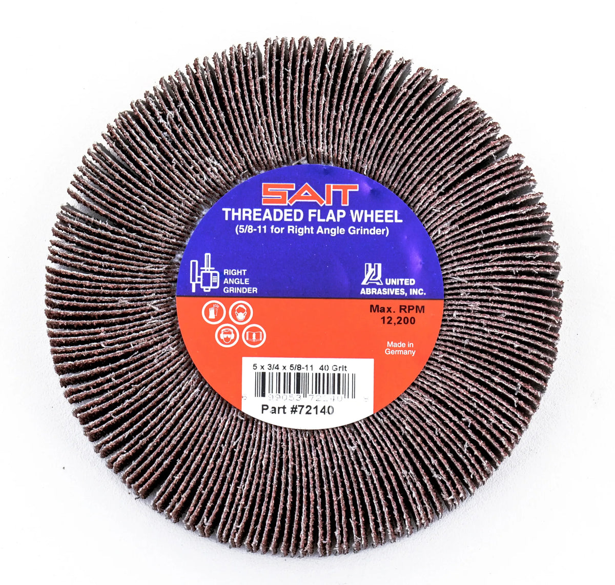 United Abrasives-SAIT 72145 5/8-11 Threaded Flap Wheel 5" x 3/4" x 5/8"-11, 120 Grit, 5-Pack