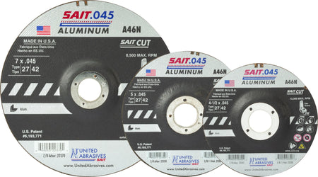 United Abrasives-SAIT 22360 A46N  Aluminum Cut-Off Wheels (Type 27/Type 42 Depressed Center) 6" x .045" x 7/8", 50-Pack