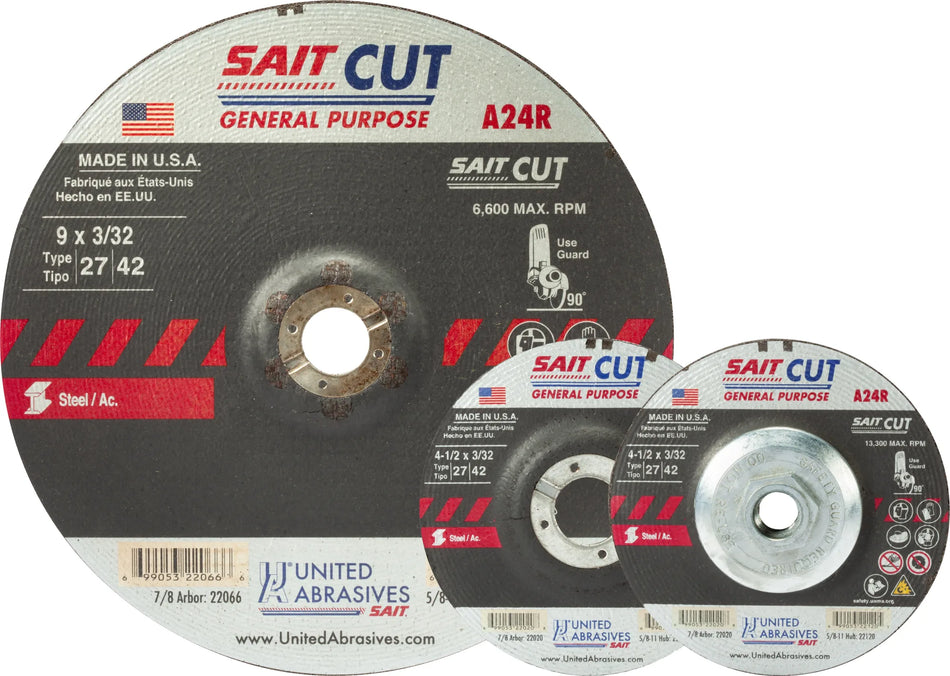 United Abrasives-SAIT 22045 A24R  General Purpose Cutting Wheels 6" x 1/8" x 7/8", 25-Pack