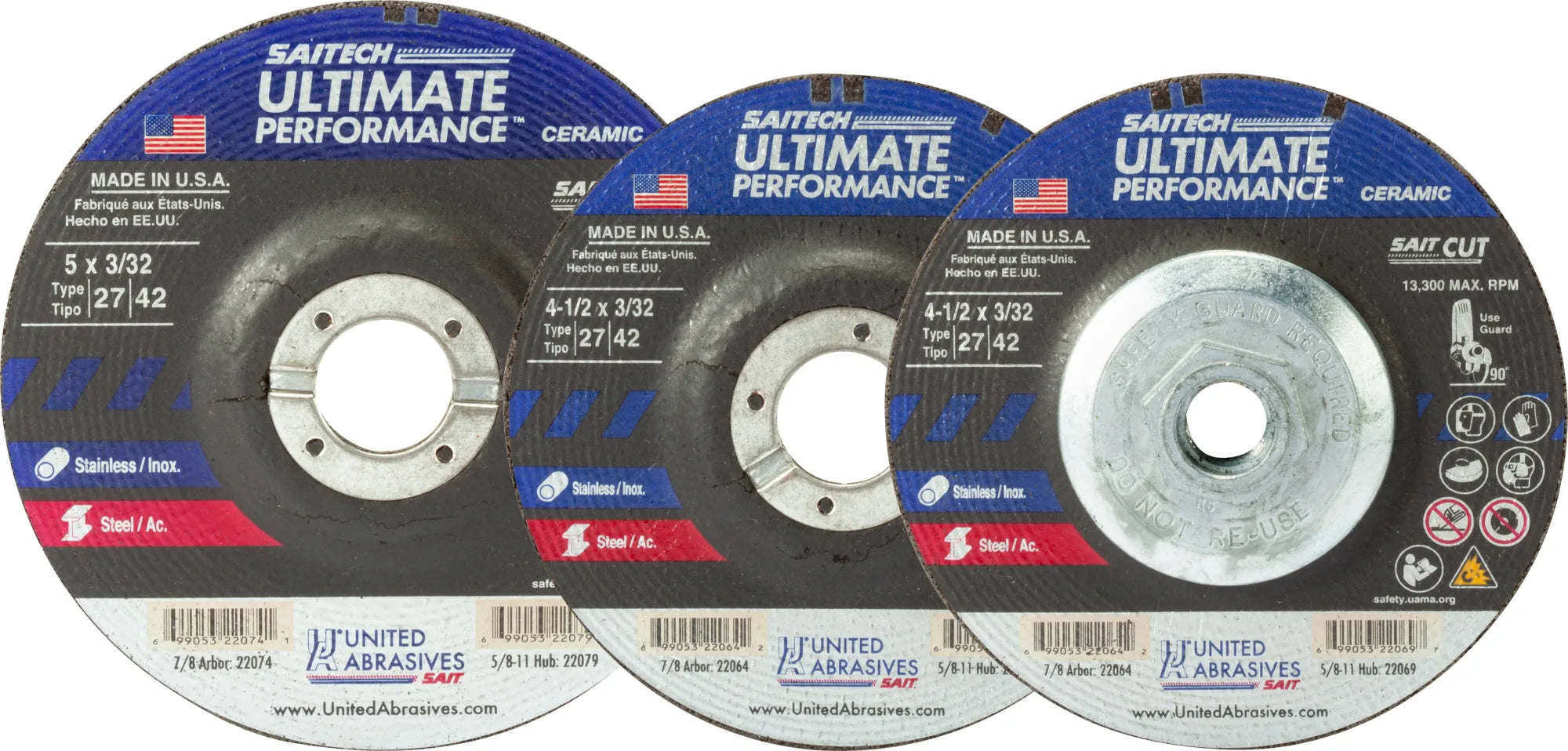 United Abrasives-SAIT 22064 Saitech Ultimate Performance™ Cutting Wheels 4-1/2" x 3/32" x 7/8", 25-Pack