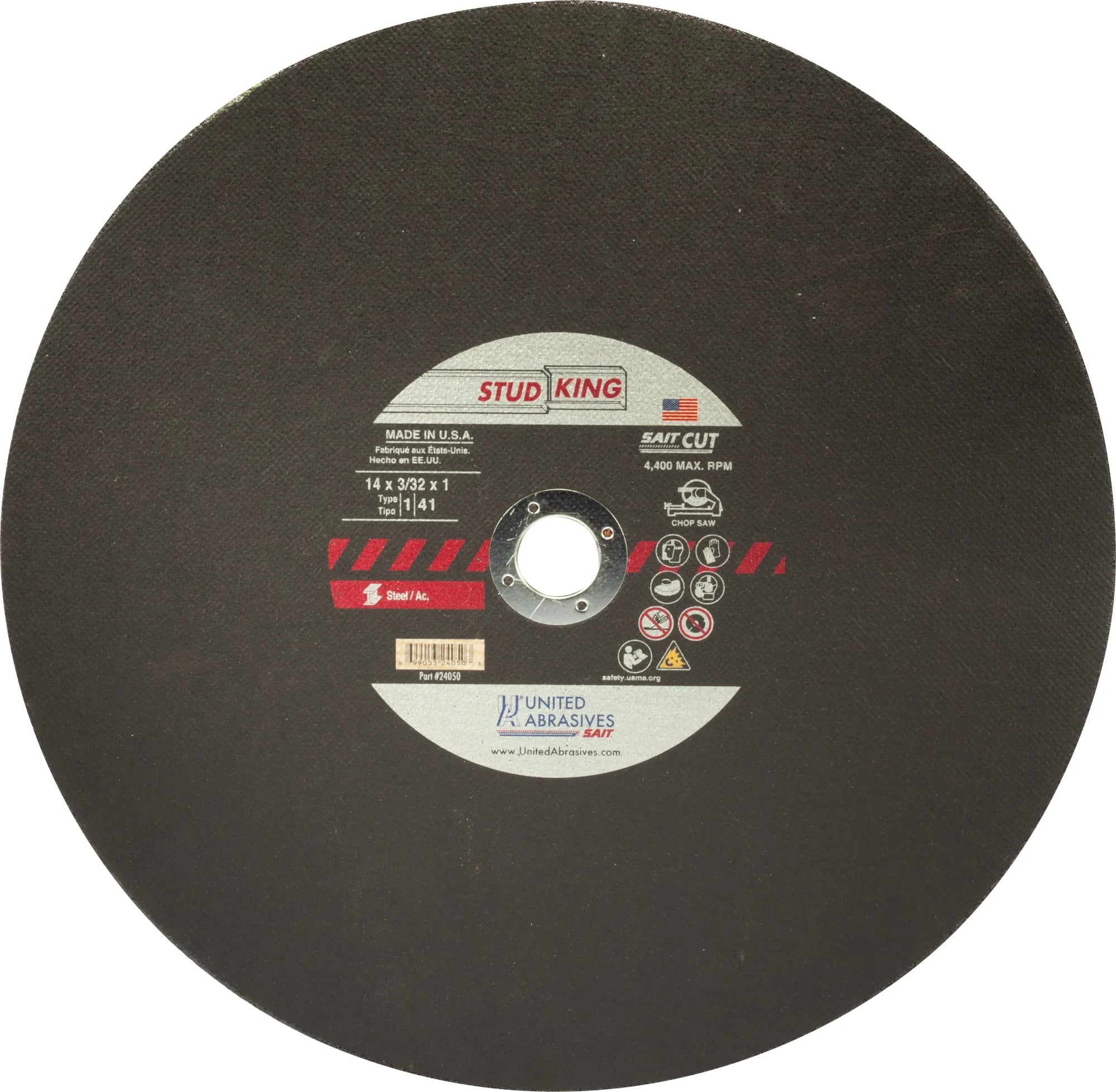 United Abrasives-SAIT 24050 Stud King® Specialty Chop Saw Wheels 14" x 3/32" x 1", 1-Pack