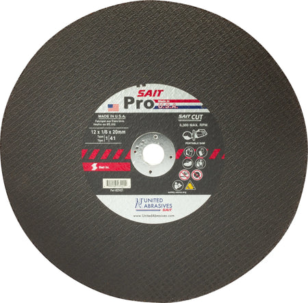 United Abrasives-SAIT 24140 SAIT Pro Large Diameter Portable Saw Cutting Wheels 14" x 1/8" x 20MM, 1-Pack