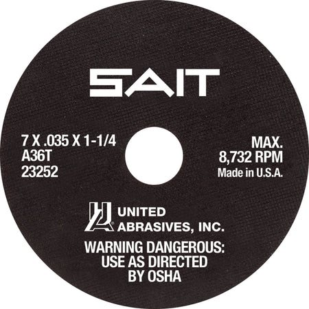 United Abrasives-SAIT 23200 A36T Tool Room Wheels 6" x 1/16" x 5/8", 5-Pack
