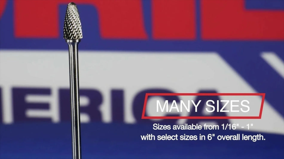 SC-11 1/8" X 1/2" Cylindrical Radius End Carbide Bur 1/4" Shank