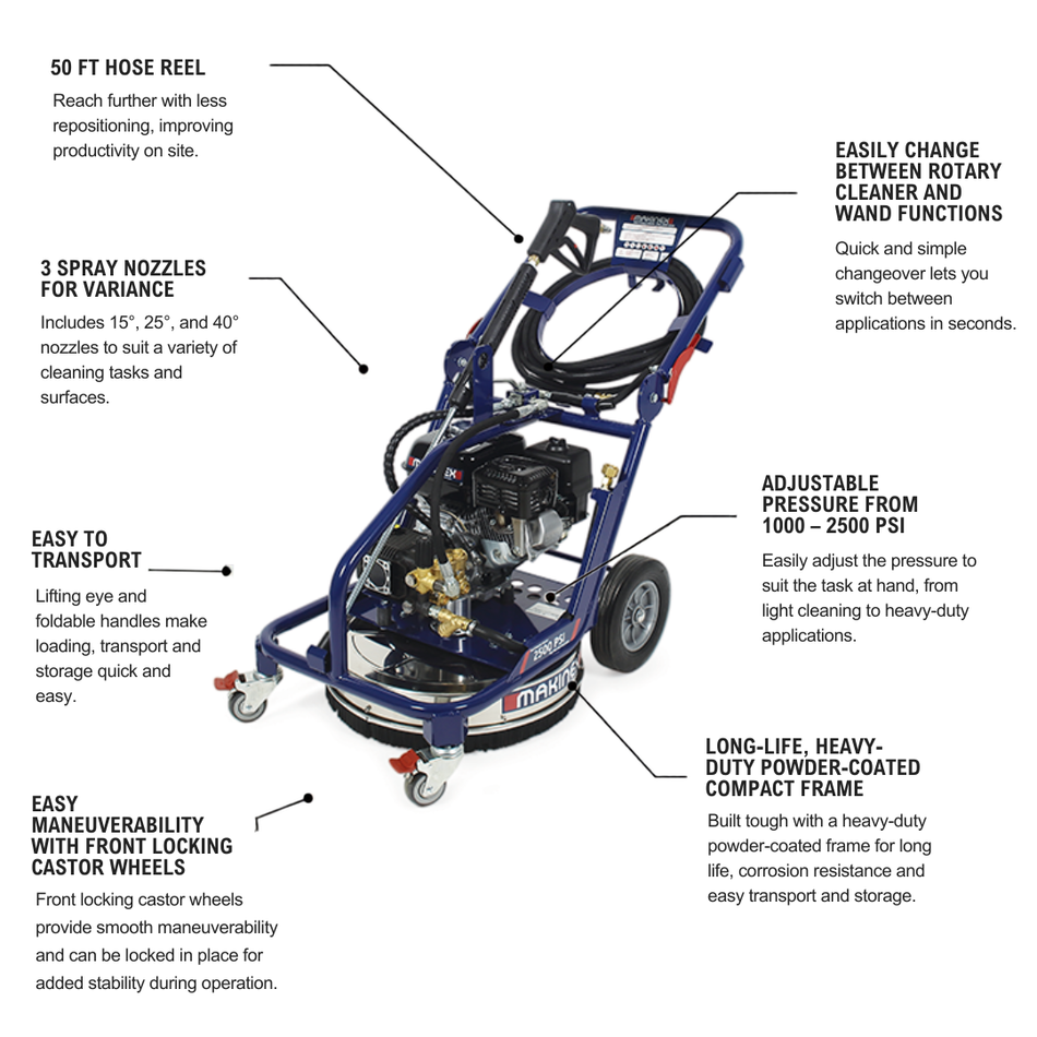 Makinex Dual Pressure Washer 2,500 PSI - USA Spec (Vanguard)