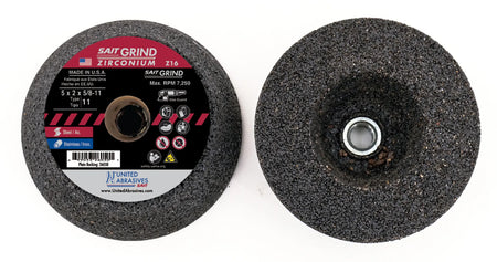 United Abrasives-SAIT 26050 Z16 Zirconium Cup Stones, 5" x 2" x 5/8"-11, 6-Pack 