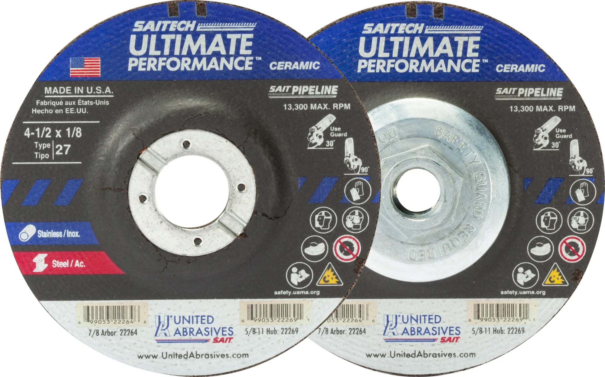 United Abrasives-SAIT 22299 Saitech Pipeline™ Grinding Wheel  (Type 27/Depressed Center) 9" x 1/8" x 5/8"-11, 10-Pack