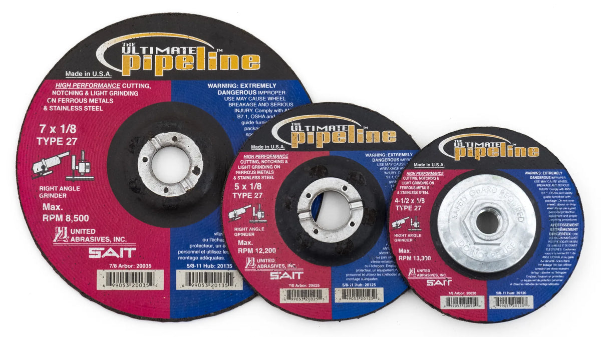 United Abrasives-SAIT 20030 The Ultimate Pipeline™ Grinding Wheel  (Type 27/Depressed Center) 6" x 1/8" x 7/8", 25-Pack