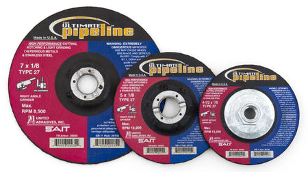 United Abrasives-SAIT 20030 The Ultimate Pipeline™ Grinding Wheel  (Type 27/Depressed Center) 6" x 1/8" x 7/8", 25-Pack