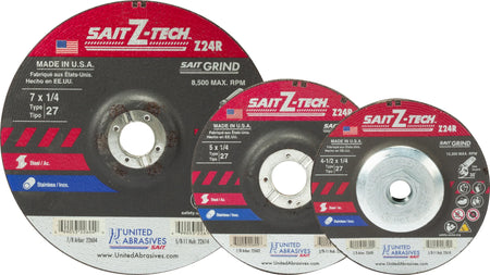 United Abrasives-SAIT 22606 Sait Z-Tech™ High Performance Grinding Wheel (Type 27/Depressed Center) 9" x 1/4" x 7/8", 25-Pack