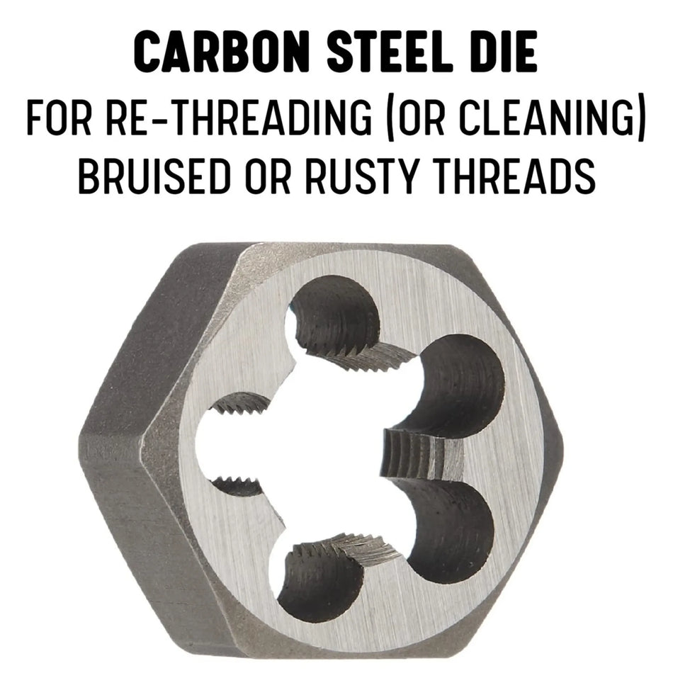 3/8"-24 UNF Carbon Steel Hex Rethreading Die