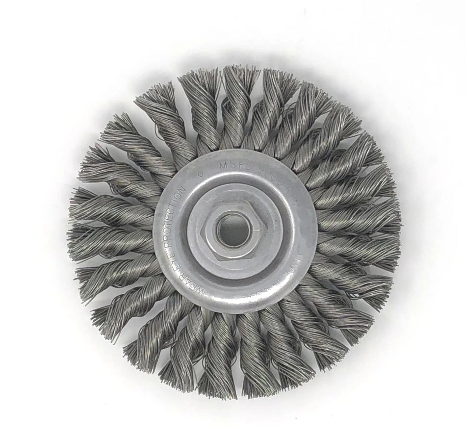 United Abrasives-SAIT 03428 Threaded Regular Twist Knot Wheels (Carbon Steel), 4" Dia x .014" Wire Size x M10 x 1.25 Arbor, 6-Pack