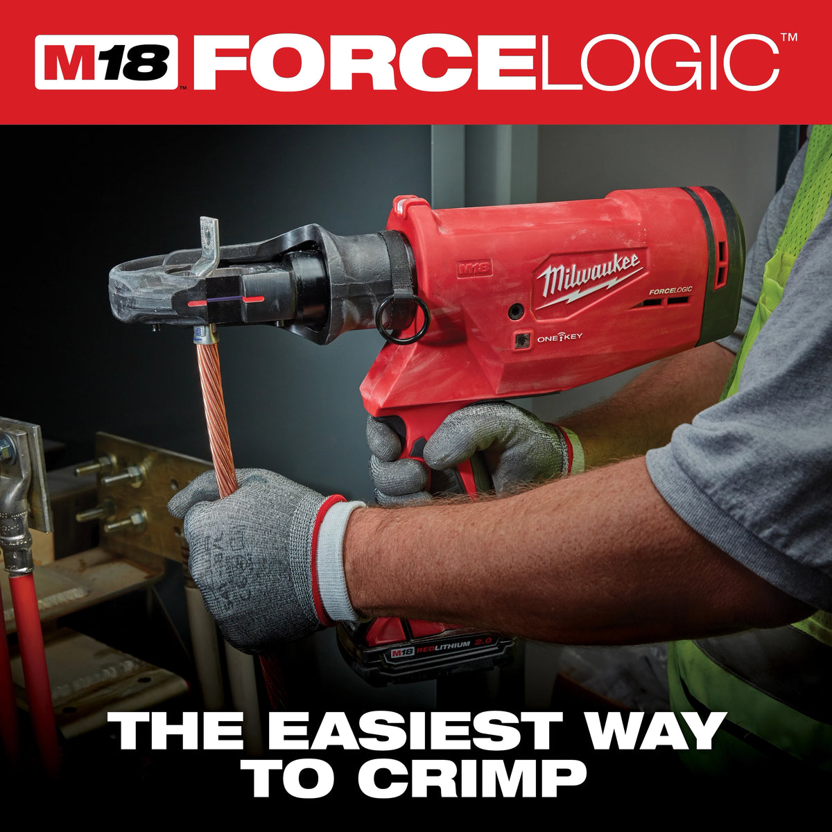 Milwaukee M18™ FORCE LOGIC™ 750 MCM Crimper with #6 - 750 MCM Cu Dies