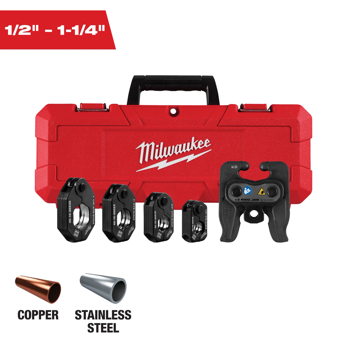 Milwaukee 1/2" - 1-1/4" CTS-V Pivoting Press Ring Kit for M12™ FORCE LOGIC™ Press Tool