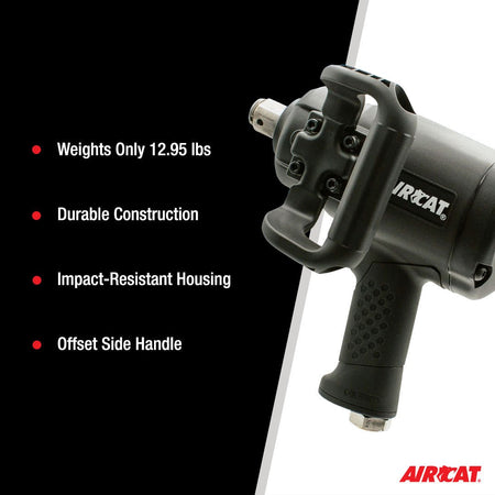 AirCAT 1870-P 1" Low Weight Pistol Impact wrench 2100 ft-lbs , Black , Medium - AAA Industrial Supply